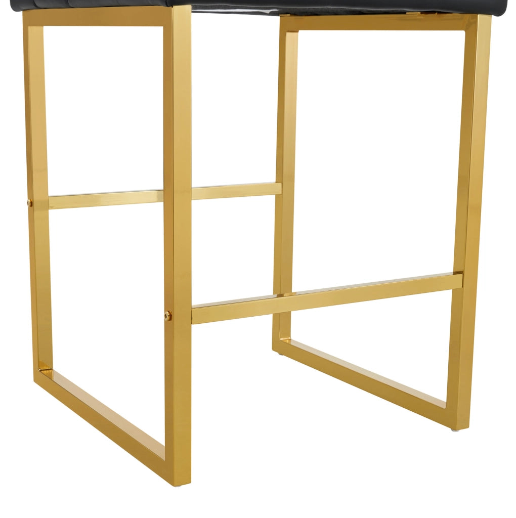 Sgabello da bar 91.4 cm con seduta imbottita; struttura stabile in metallo e PU nero e oro
