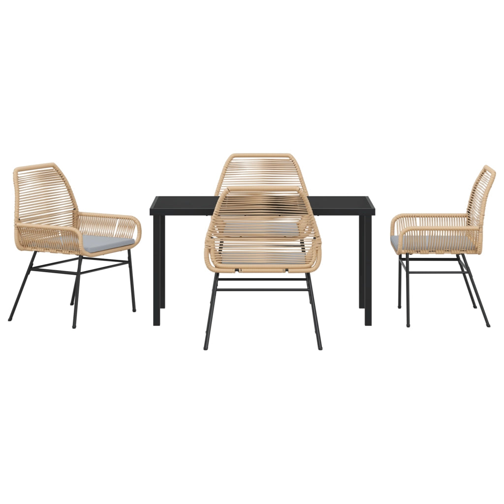 Set da pranzo da giardino 5 pezzi con cuscini Marrone Polyrattan