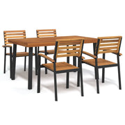 Set Pranzo da Giardino 5 pz Legno Massello di Acacia e Metallo