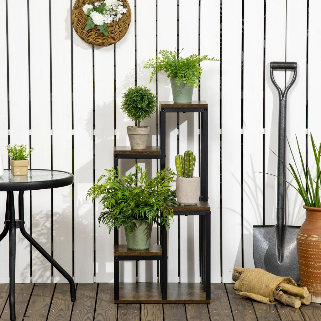 Tavolino 4 Livelli con Fioriere ¨C zephmum ¨C 40x40x81 Marrone