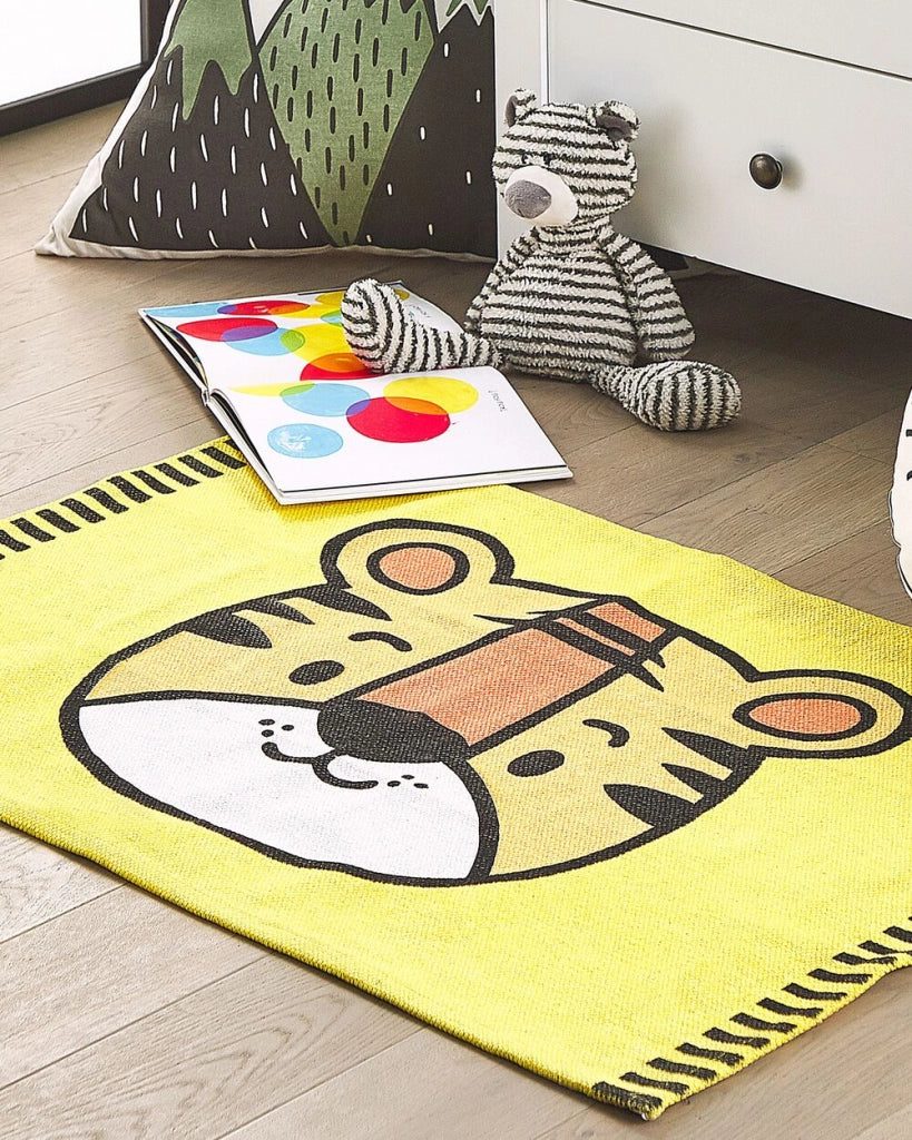 Tappeto da tappetino Stampa Tigre Gialla 60 x 90 cm passatoia a pelo corto per Bambini Sala Giochi