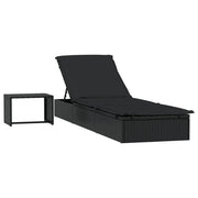 Lettino prendisole con tavolo resina intrecciata nera 02_0012207