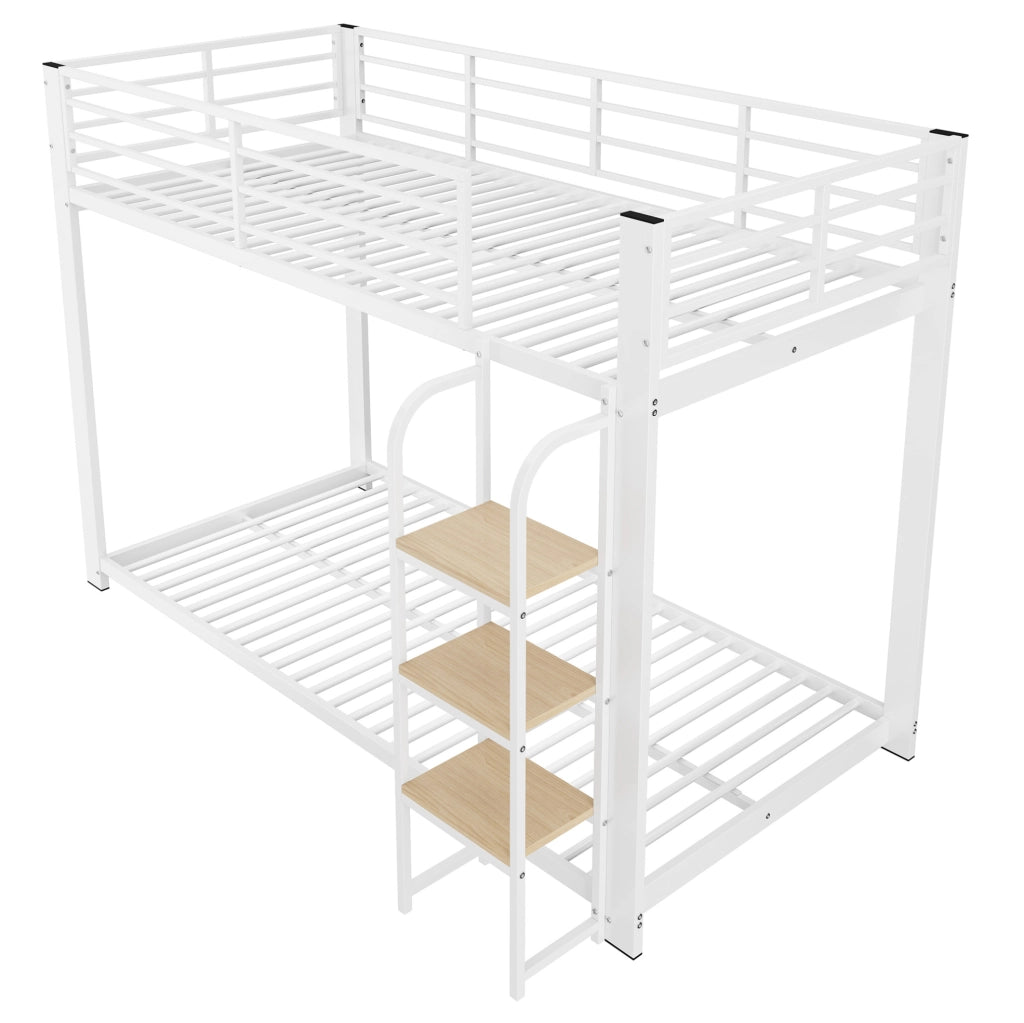 Letto a castello in metallo e MDF 90x200 cm bianco e noce