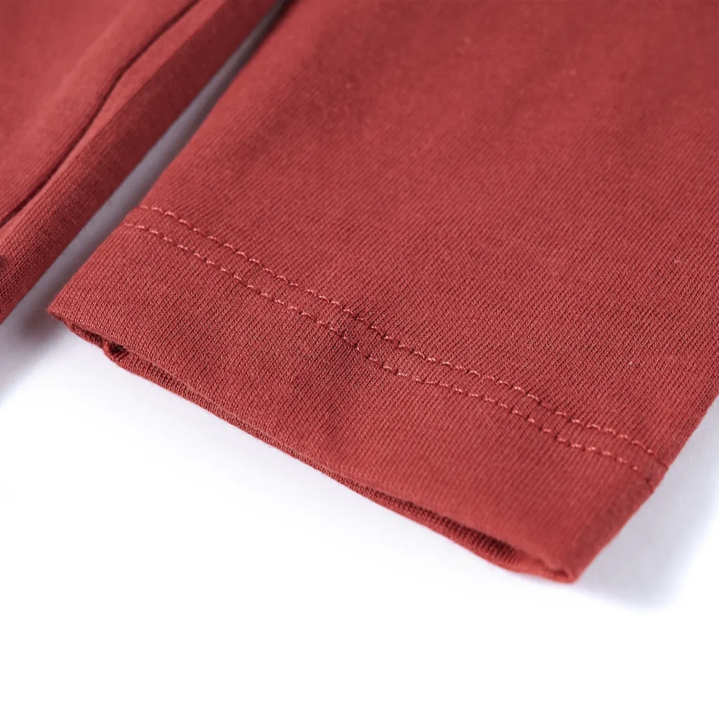 Maglietta Bambino Maniche Lunghe Rosso Bruciato 116 13456