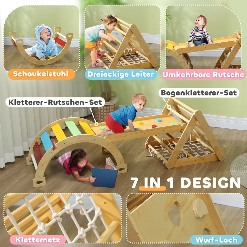STRUTTURA DA ARRAMPICATA INDOOR 7 IN 1 Multicolore in legno