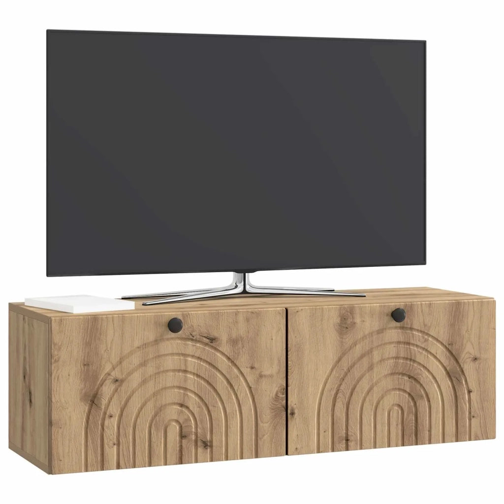 Mobile Porta TV da Muro-Credenza per TV sospesa Rovere Artigianale 98 x 31 x 30 cm 365503