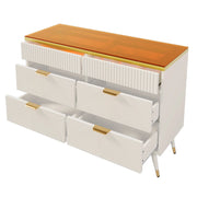 Cassettiera Credenza con 6 Cassetti e Divisori Rimovibili; Apertura Push; Antiribaltamento; in Vetro; 120??40??76 cm; Bianco