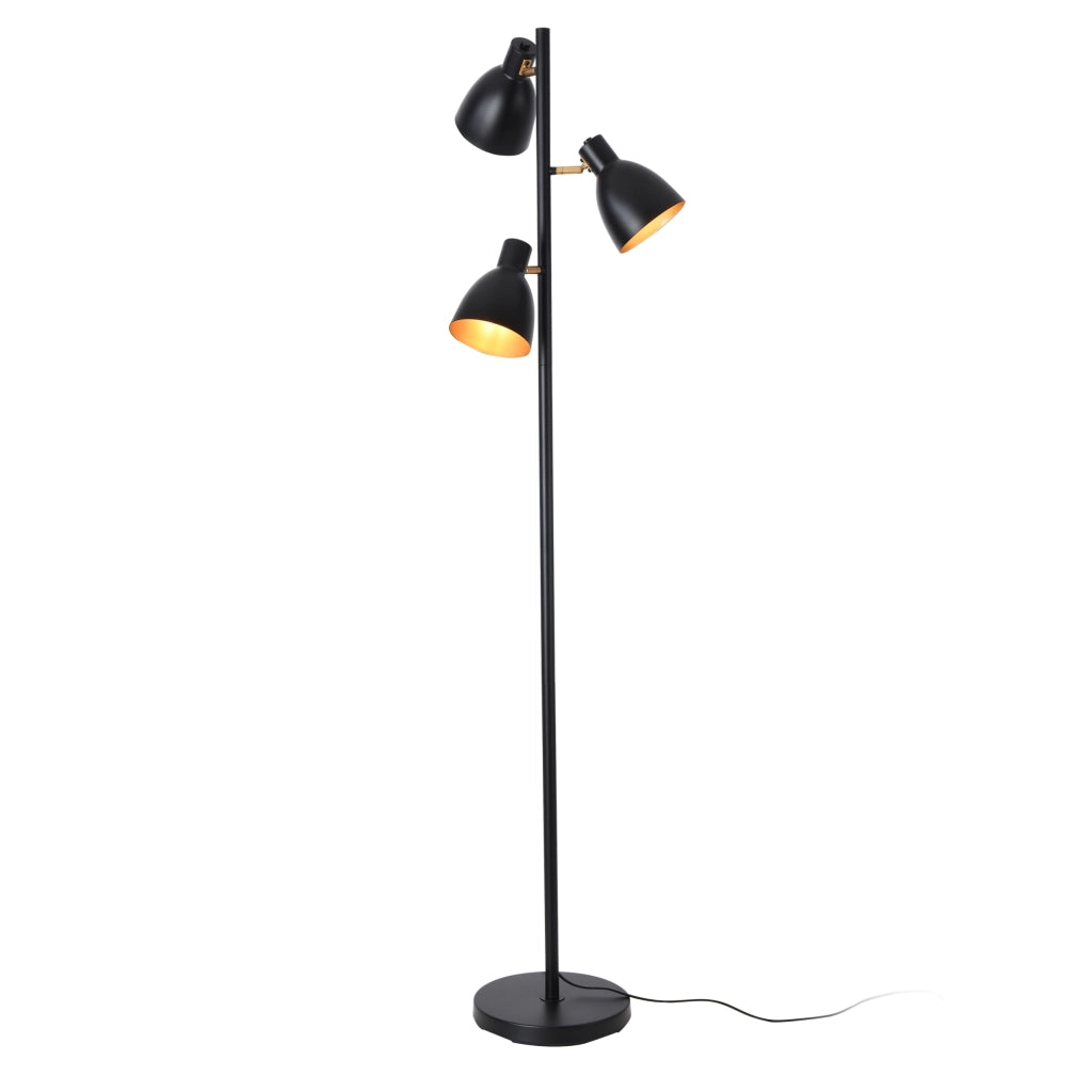 Lampada da Terra Witney con 3 Paralumi Conici Girevoli - Nero lux.pro