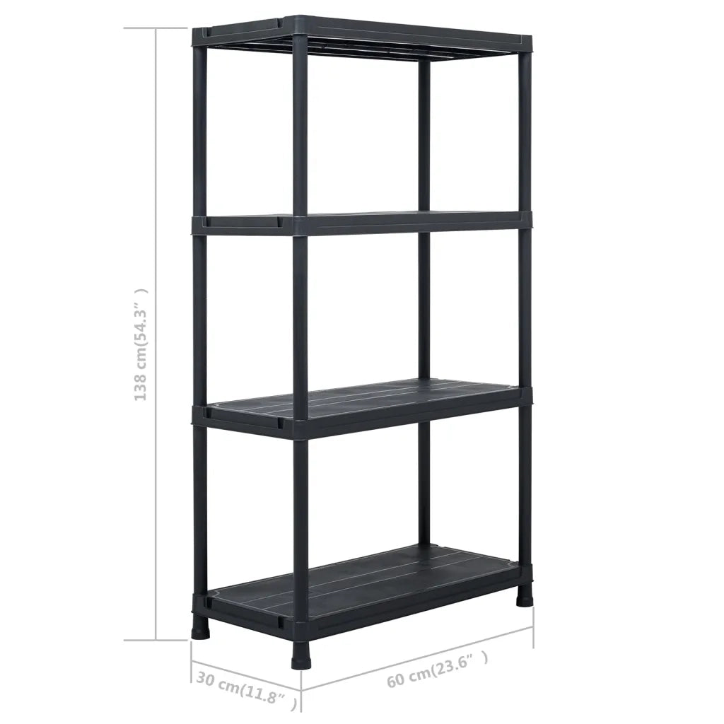 Scaffale Nero 100 kg 60x30x138 cm in Plastica CFW6207454