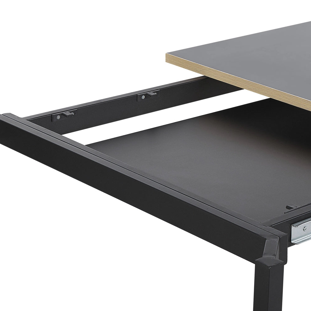 Tavolo da conferenza allungabile in MDF nero 140/190 x 90 cm con struttura in acciaio, moderno, per l'ufficio domestico
