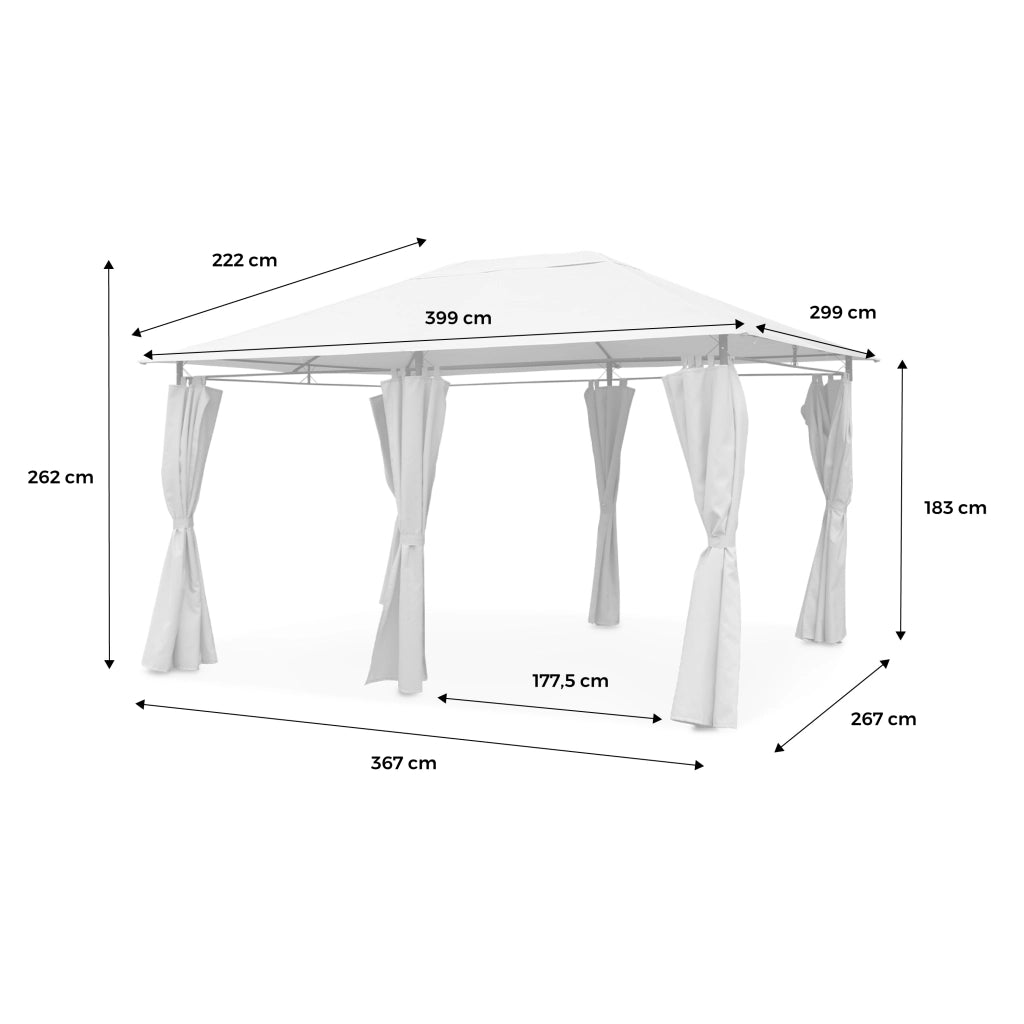 Gazebo da giardino 3x4m struttura in alluminio con tende scorrevoli,