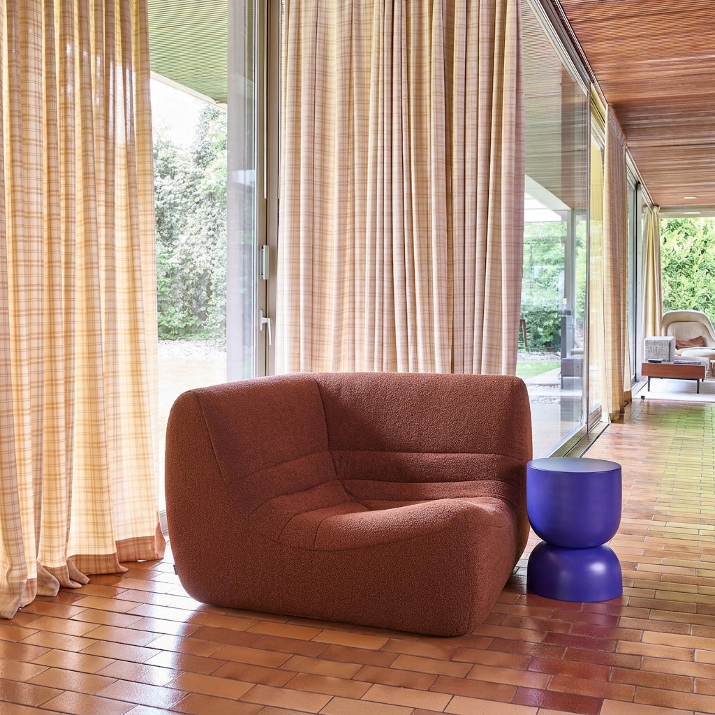 Poltrona angolare in bouclé testurizzato, 1 posto, terracotta