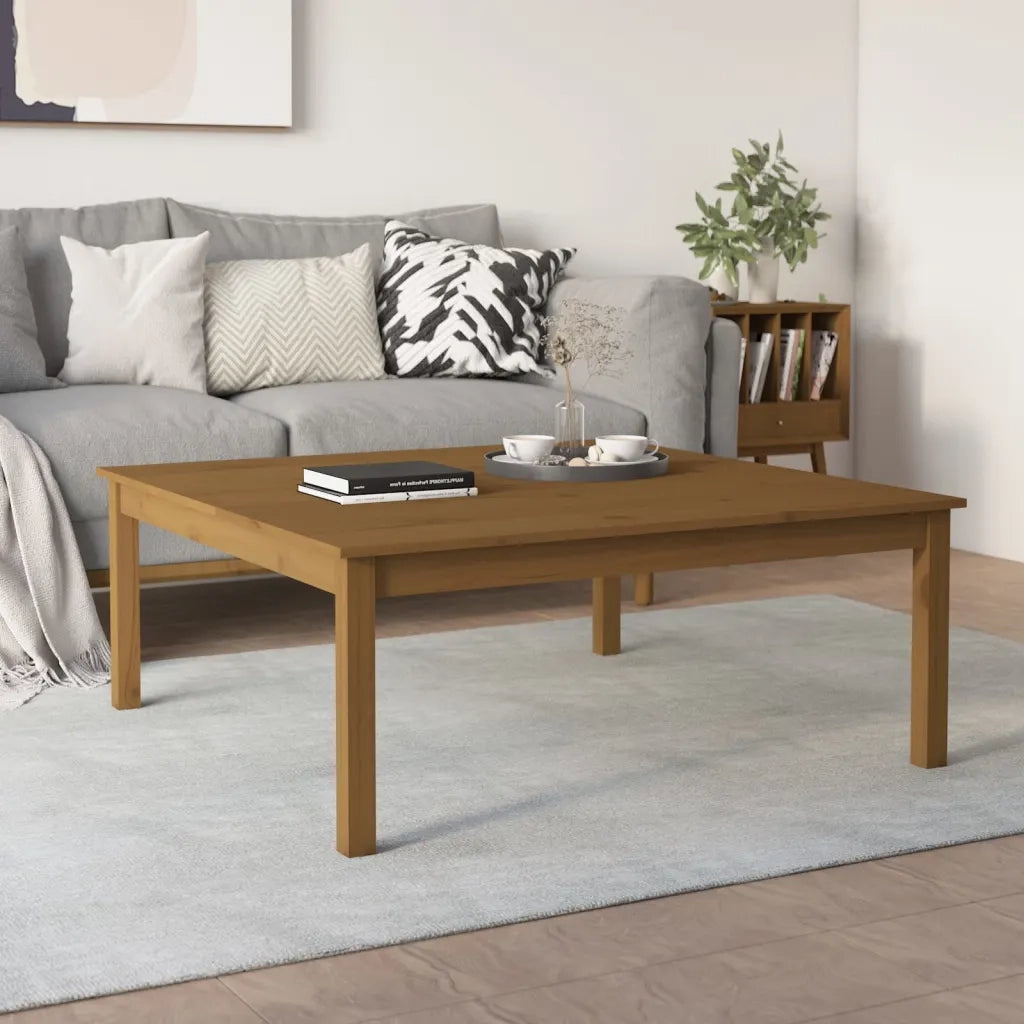 Tavolino da Salotto Marrone Cera 100x100x40 cm Legno di Pino 814292