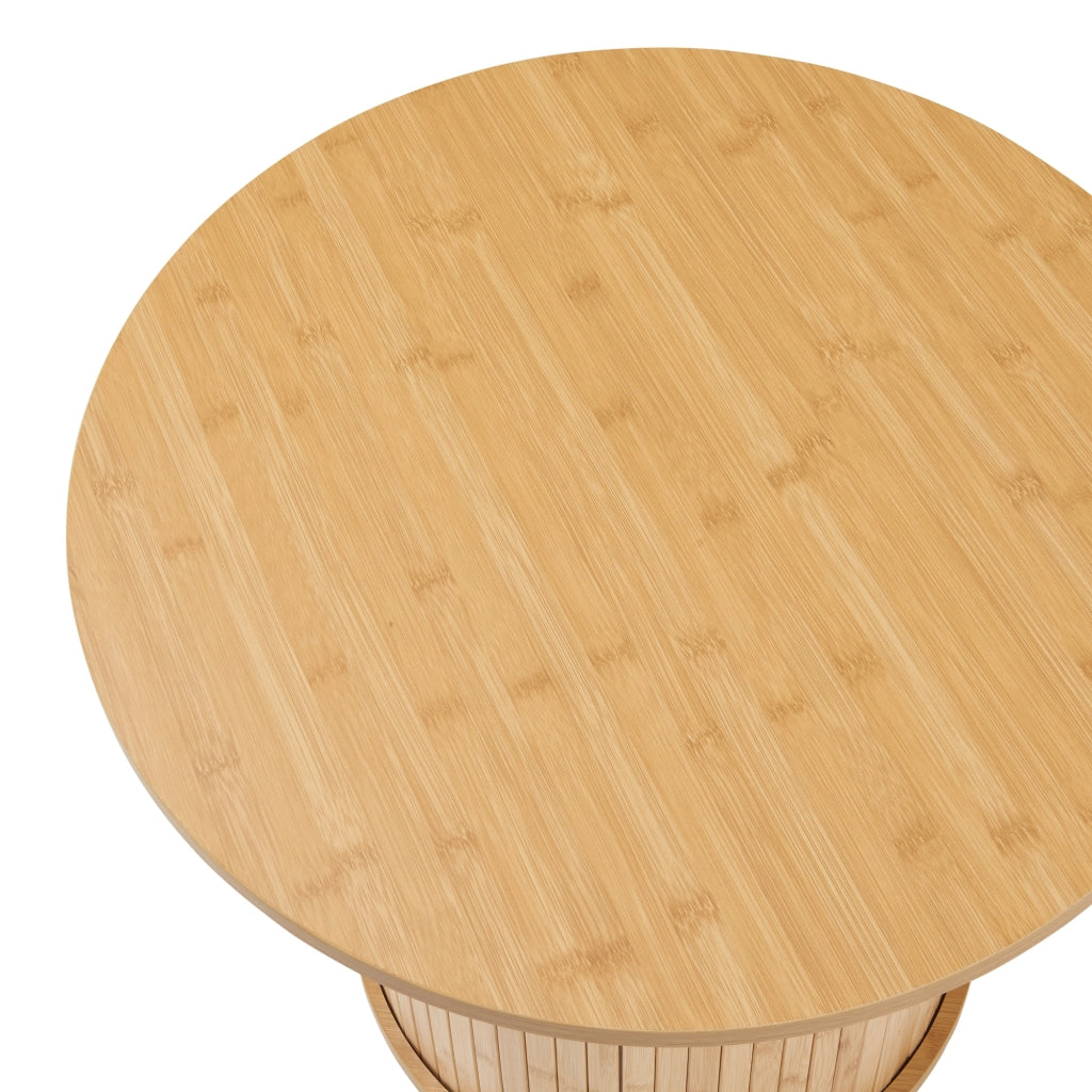 Tavolino da Caffè Rotondo Ledepid 45xØ60 cm con Piano Sporgente  - Naturale [en.casa]