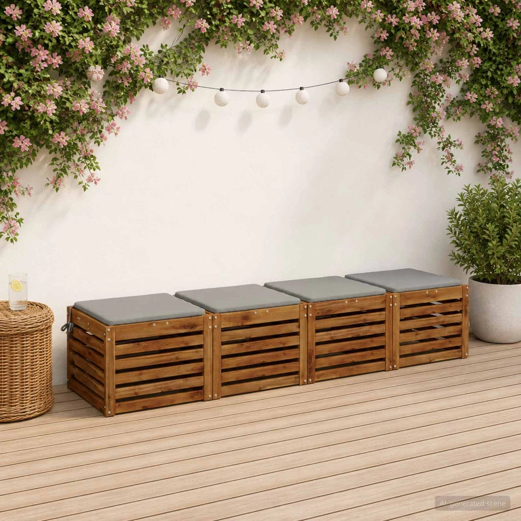 Cuscini per Sedia in 4 Pezzi SOEST 4 pz 100% Poliestere Grigio 944343