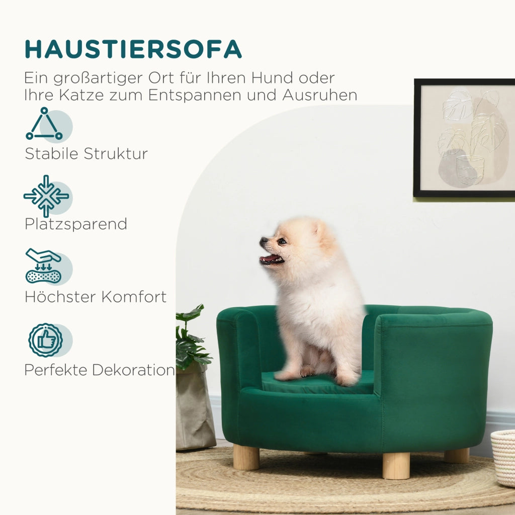 Divano per cani ¨C zephmum ¨C Verde, Tessuto lavabile, Gambe in legno