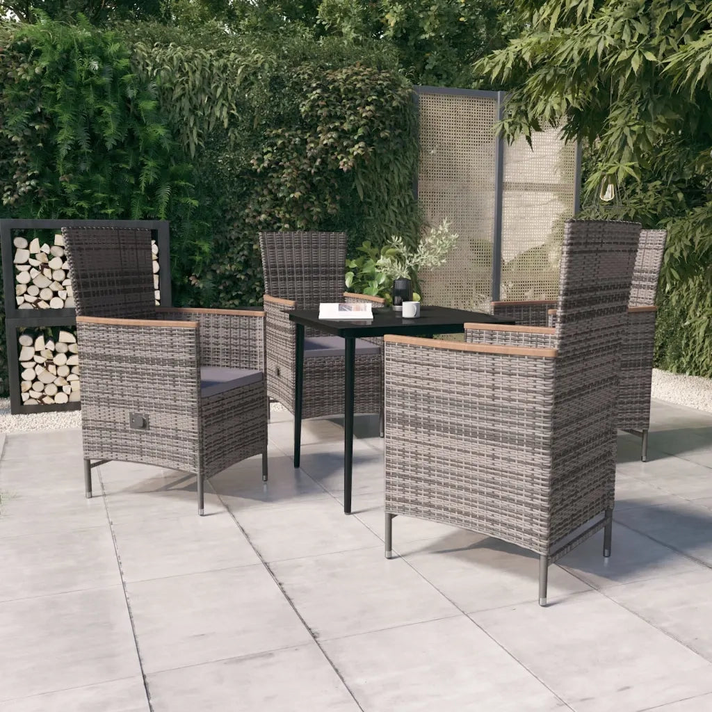 Set Mobili da Pranzo per Giardino 5 pz con Cuscini Grigio cod mxl 40986