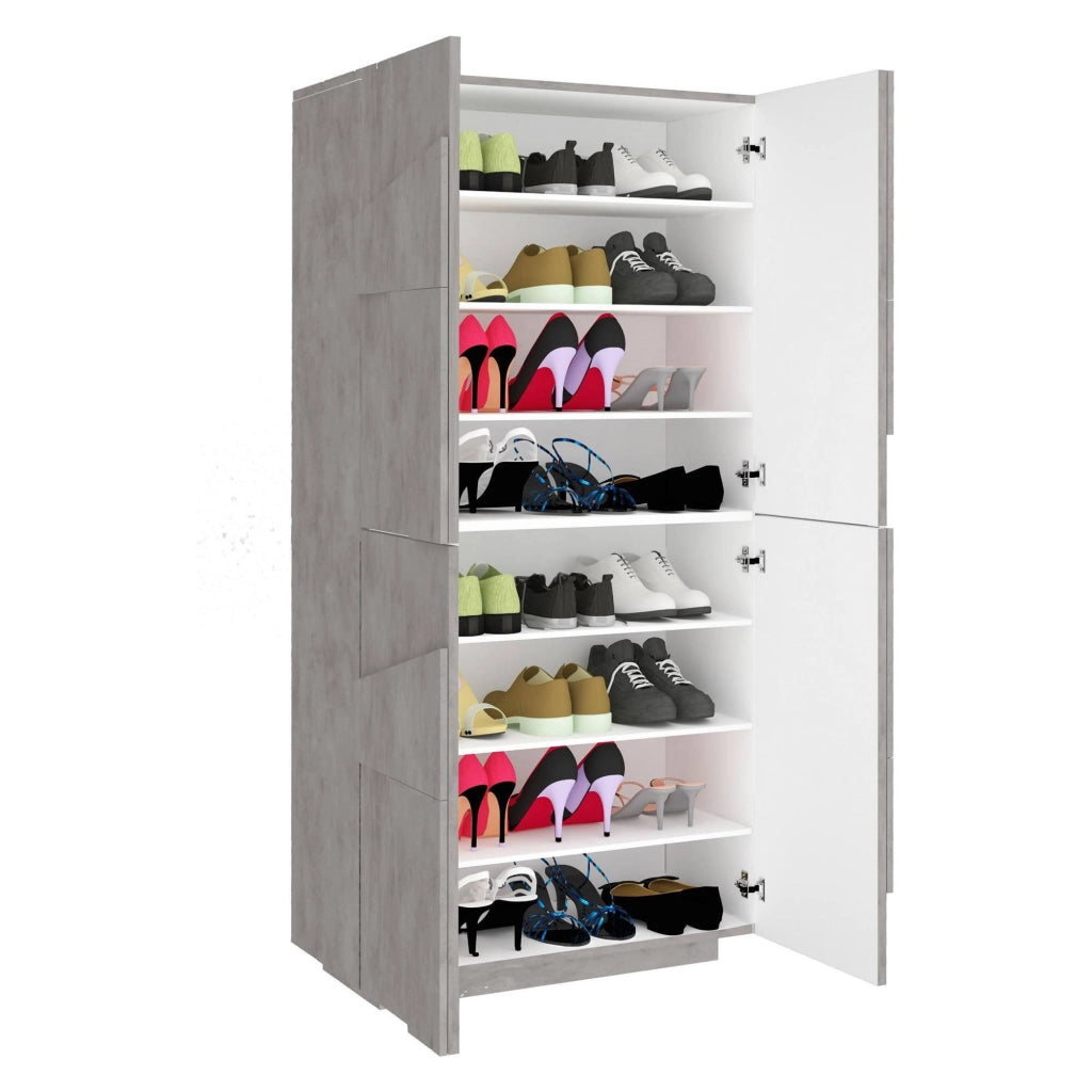 Scarpiera Archibal, Made in Italy, a 4 ante battenti, Portascarpe da ingresso, Mobile multiuso, cm 81x38h167, Grigio Ardesia