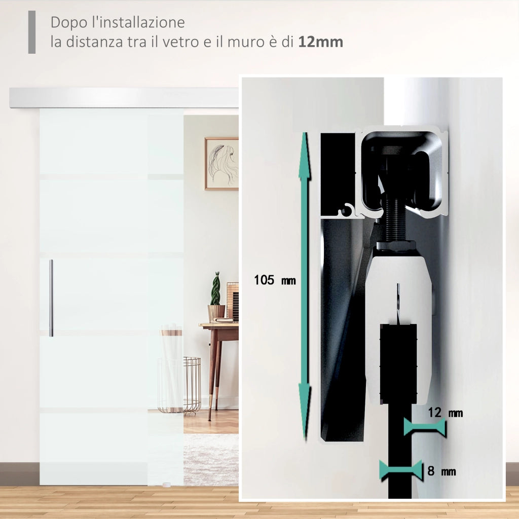 Porta scorrevole in vetro smerigliato satinato ¨C zephmum ¨C 210 cm