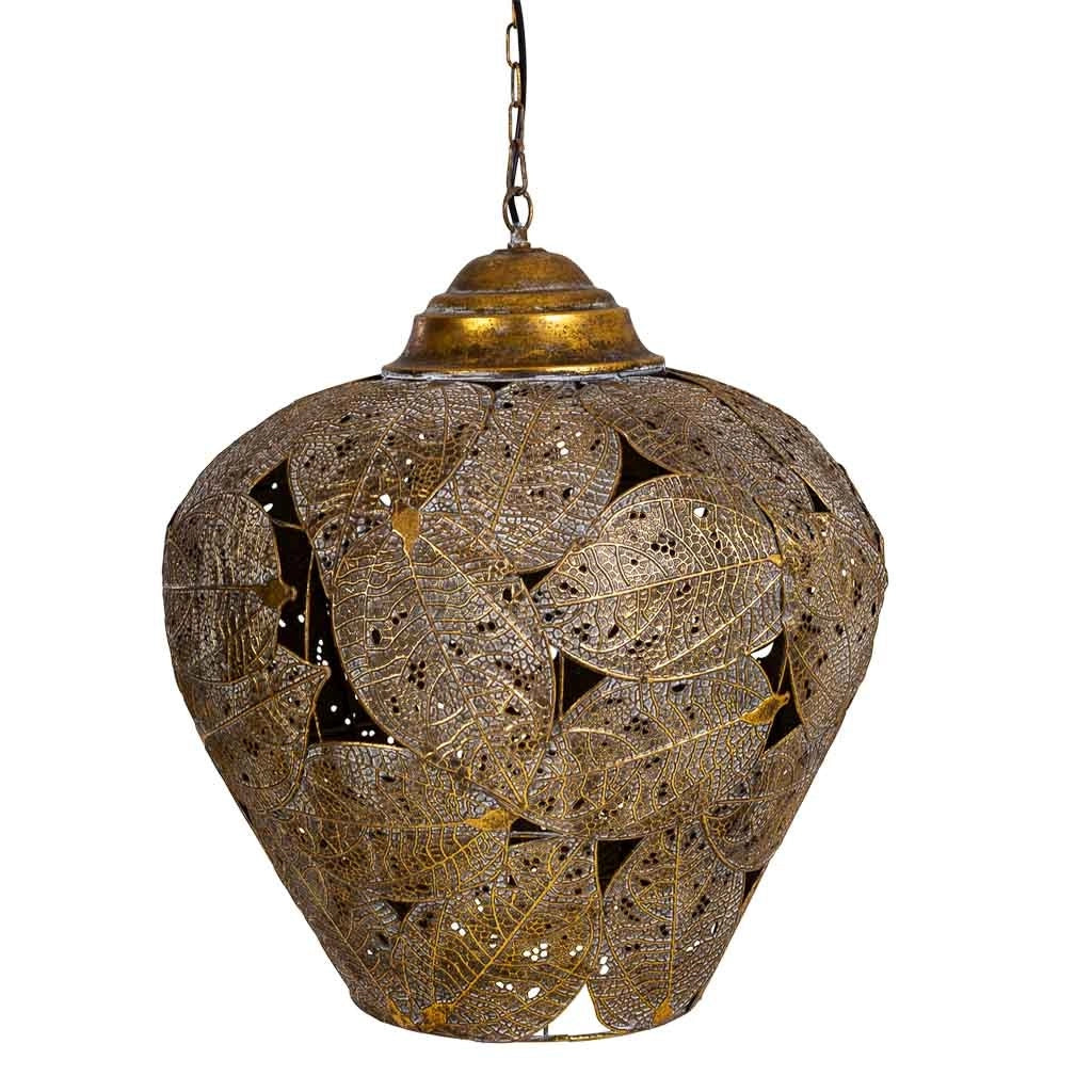 Plafoniera in metallo dorato 49,5x49,5x58,5/122h