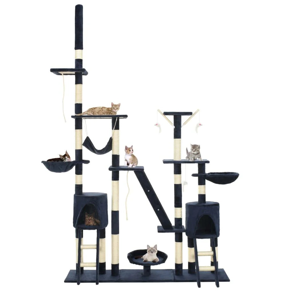 Tiragraffi albero per gatti cuccia per gatti giocattolo peluche sisal 230-250 cm blu 3702049