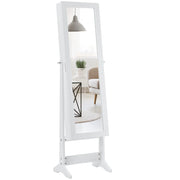 Mobile portagioielli e specchio regolabile 35 x 30 x 144 cm con ampio ed elegante spazio di archiviazione in MDF bianco 20_0020567