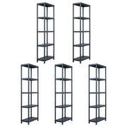 Ripiani portaoggetti da 5 pezzi capacità 125 kg 60 x 30 x 180 cm plastica nera 02_0000673
