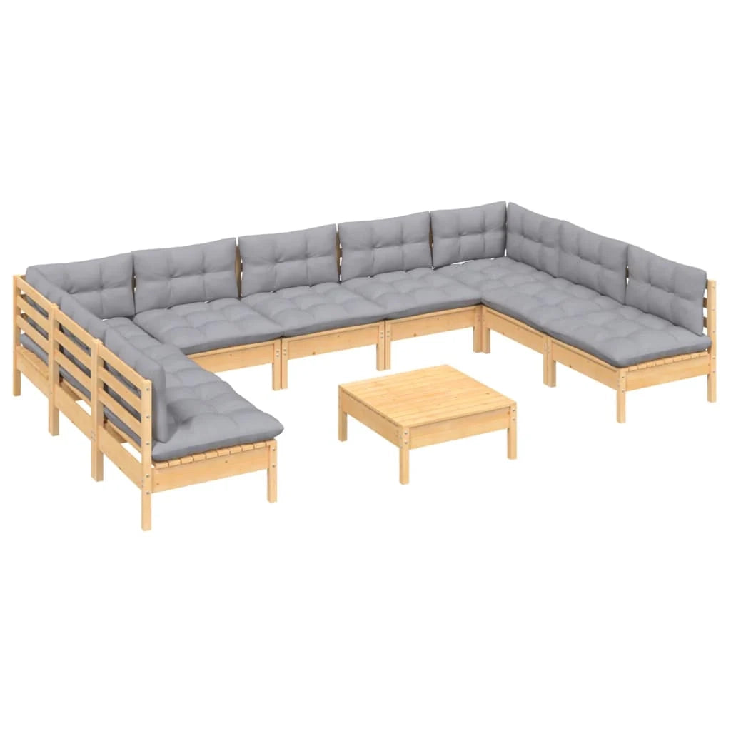 Set di mobili da giardino mobili da esterno 10 pezzi con cuscini grigio legno di pino massiccio 02_0015030