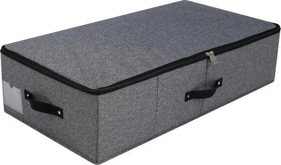Cassetto di archiviazione con rivestimento in plastica per sotto il letto - coperchio a zip - organizzatore per abiti e coperte - 745 × 38 × 18 cm - nero