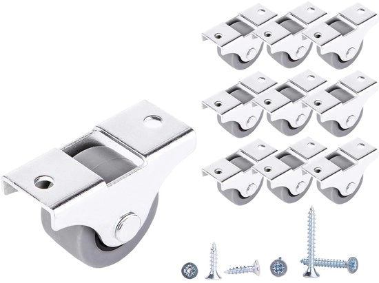 (10 pezzi) ruote in gomma, ruote per mobili, ruote non sterzanti, ruote in metallo, set di ruote (10 pezzi, φ25 mm/20 kg)