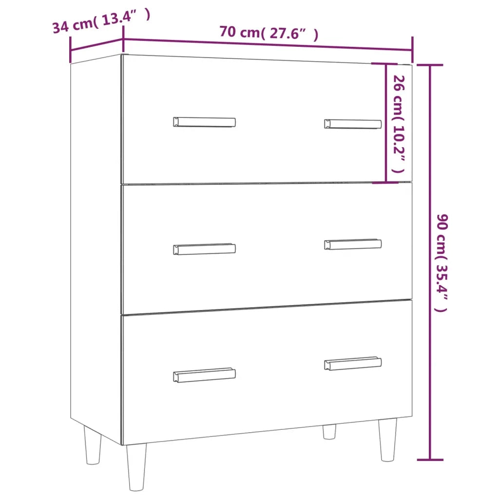 Credenza Grigio Cemento 70x34x90 cm in Legno Multistrato 812154