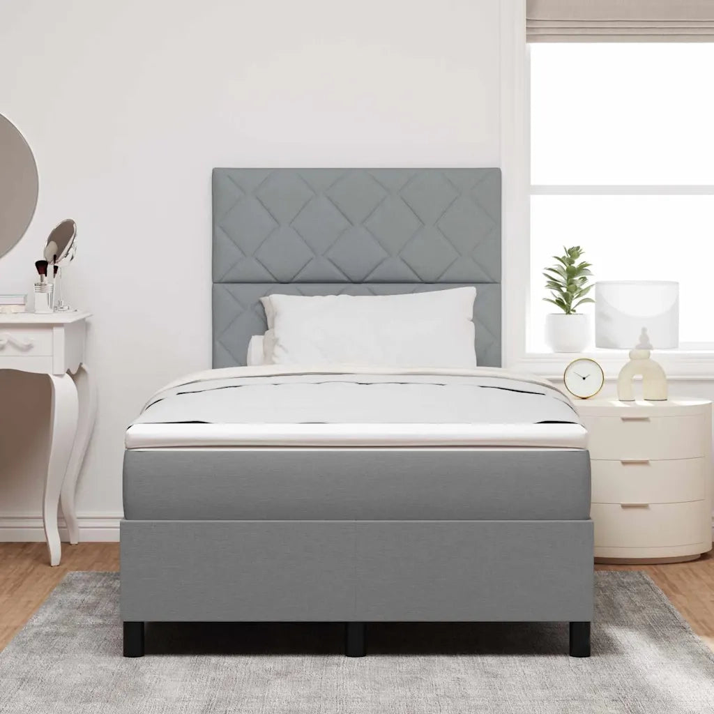 Letto a molle con materasso Grigio chiaro 120 x 200 cm Tessuto