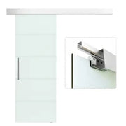 Porta Scorrevole in Vetro Smerigliato e Satinato con Binario e Maniglia per Bagno Cucina 210cm