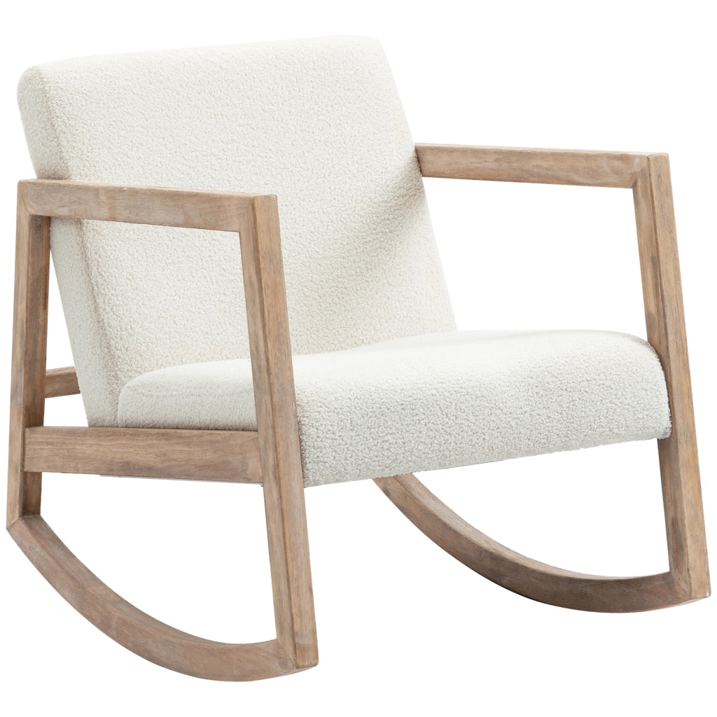 Poltrona a dondolo in tessuto effetto lana ¨C ZephMum ¨C 60x81x71 cm bianco crema