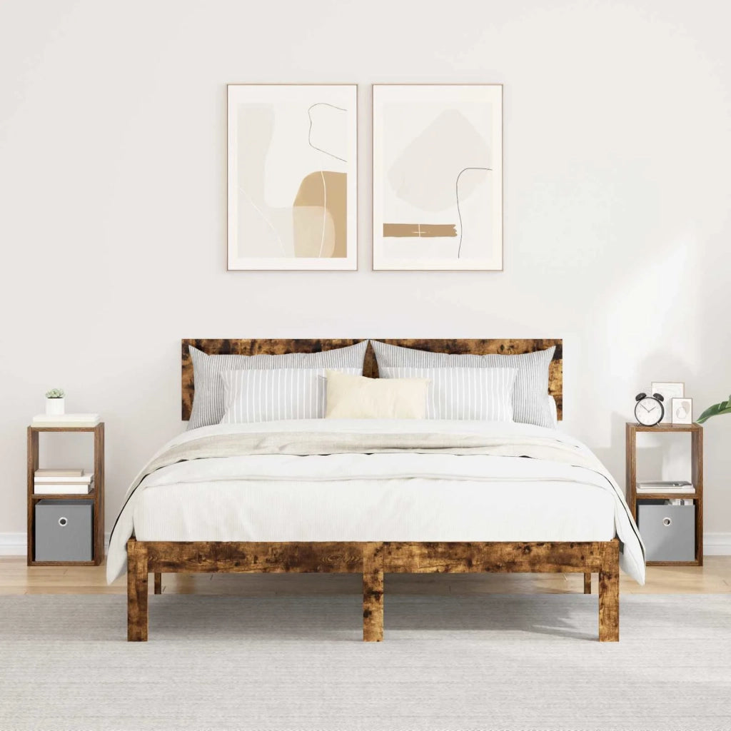 Comodino con cassetto 2 pcs Rovere fumé 25,5 x 22 x 49,5 cm