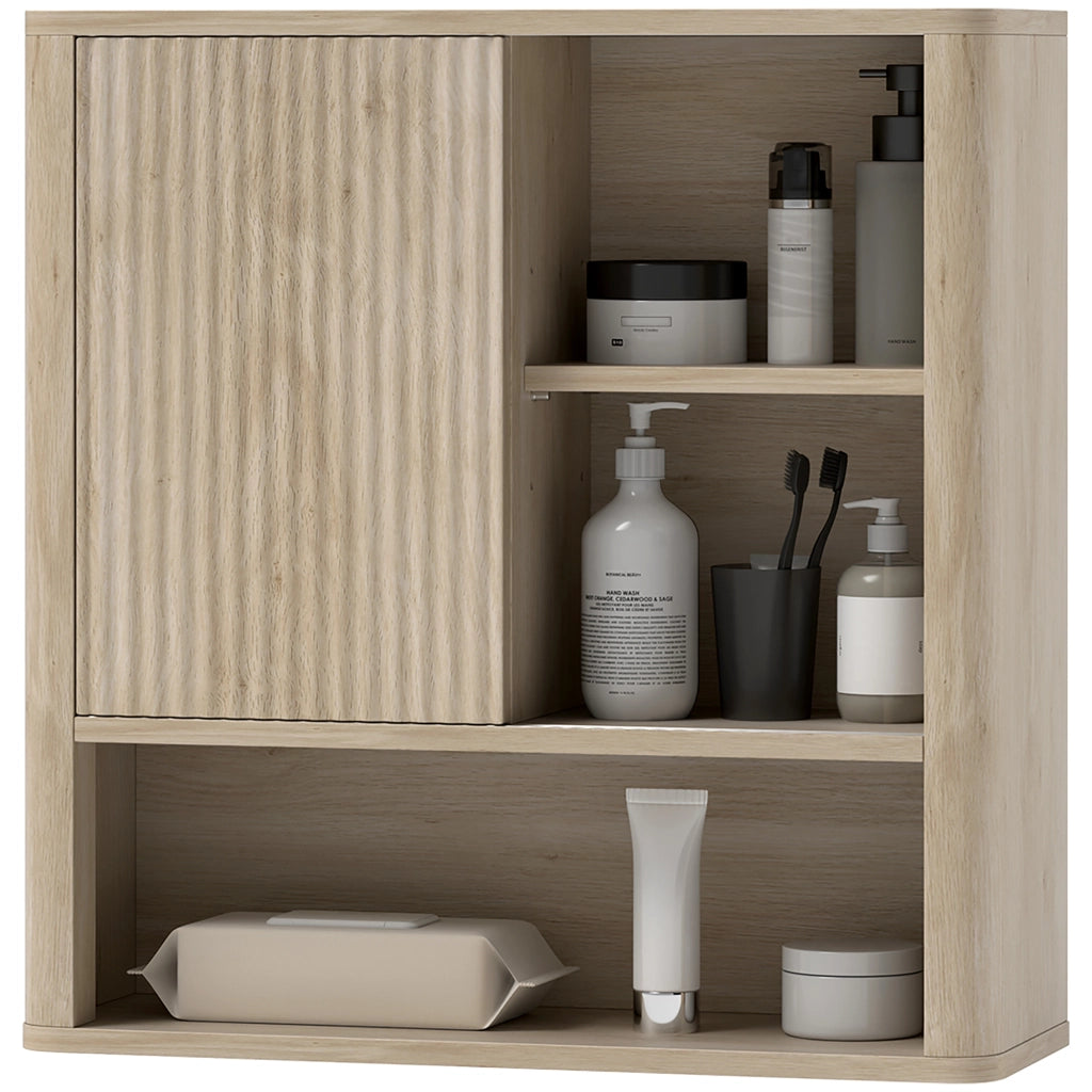 Armadietto Bagno Sospeso con Anta Scorrevole 5 Scomparti Ripiani Regolabili ¨C Minimal ¨C 60x20x62 cm Bianco
