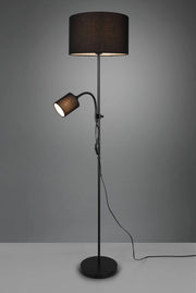 OWEN PIANTANA METALLO NERO CON LAMPADA LETTURA E 2 PARALUMI ATTACCO E14-E27 CON ACCENSIONI SEPARATE D. 36CM ALTEZZA 160CM