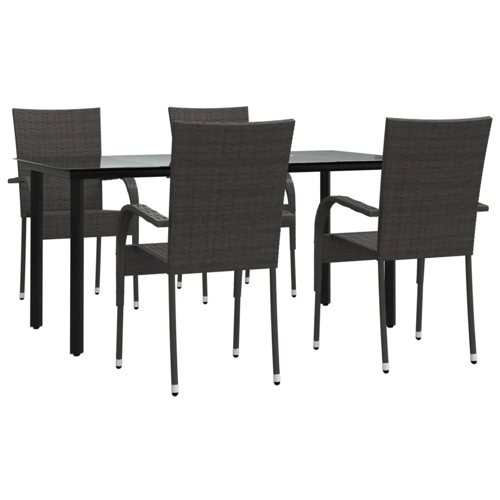 Set da Pranzo da Giardino 5 pz Marrone in Polyrattan 3156660