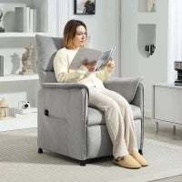 Poltrona Reclinabile Elettrica con Telecomando e Poggiapiedi, in Tessuto Effetto Velluto, 80x83x104 cm, Grigio