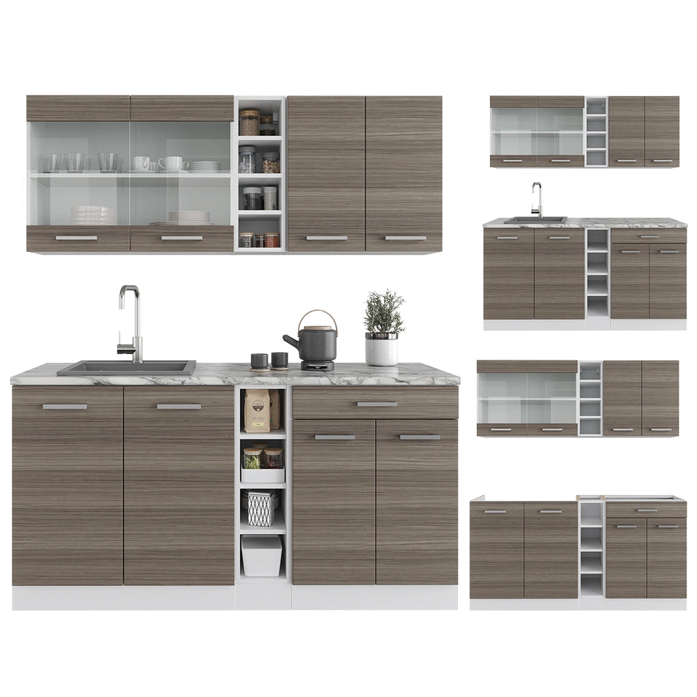 Vicco Cucina completa Grigio prezioso/bianco 160 cm , PL Marmo
