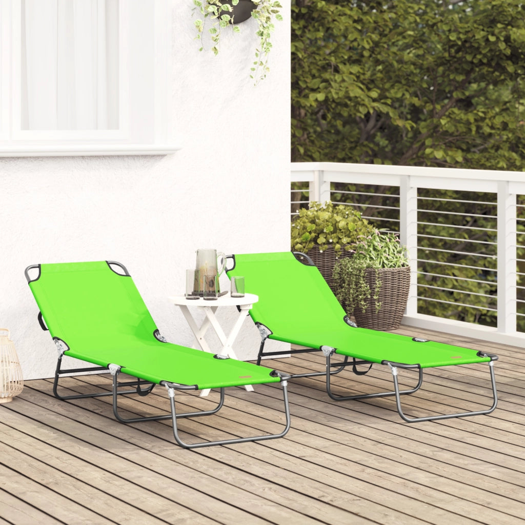 Lettino Prendisole 2 pcs Portatile Verde in Tessuto Oxford 600D
