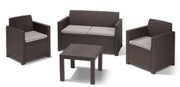 SALOTTO IN RESINA ANTIURTO EFFETTO POLYRATTAN MARRONE ALABAMA