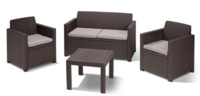 SALOTTO IN RESINA ANTIURTO EFFETTO POLYRATTAN MARRONE ALABAMA