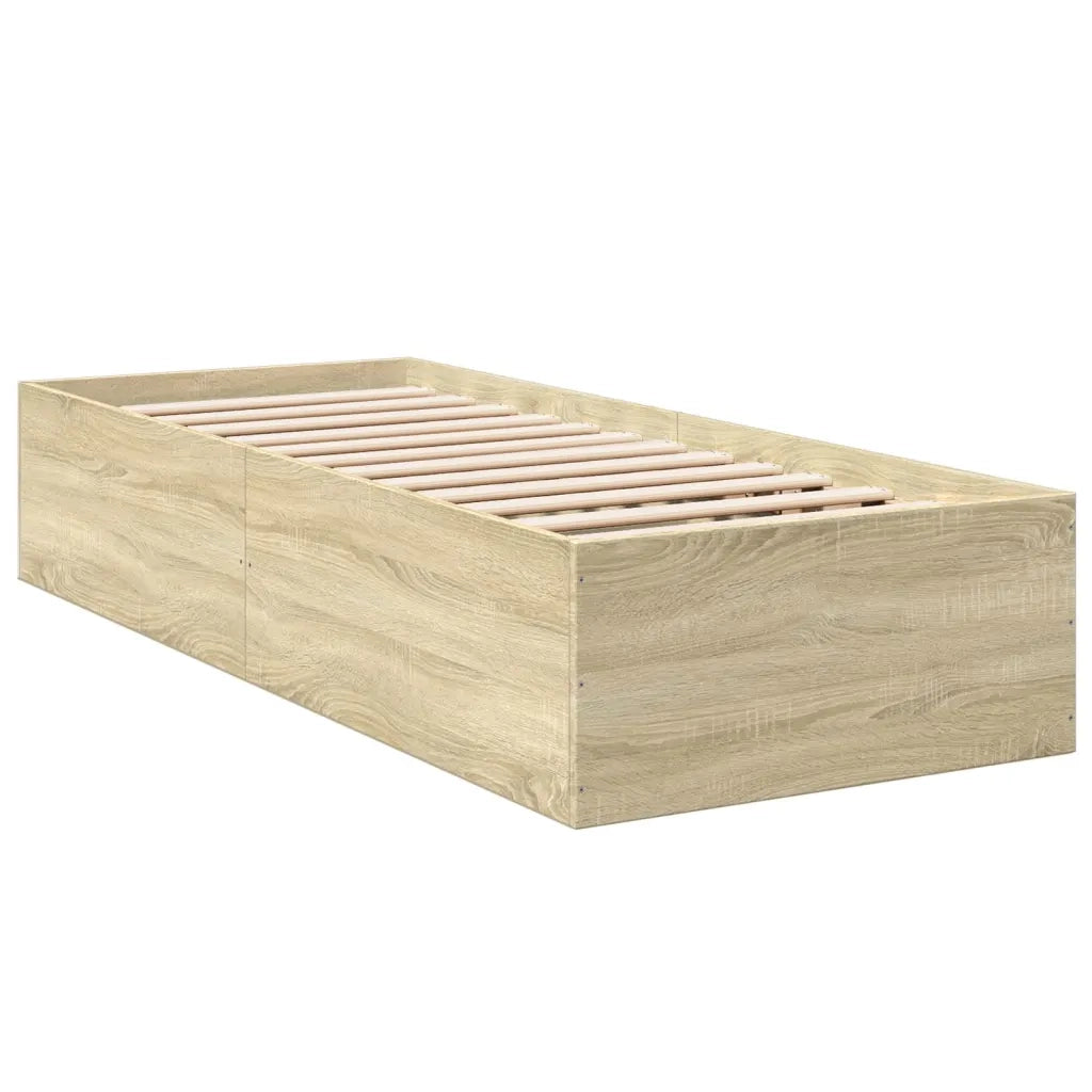 Letto singolo | Letto per adulti | Giroletto Rovere Sonoma 90x190 cm in Legno Multistrato