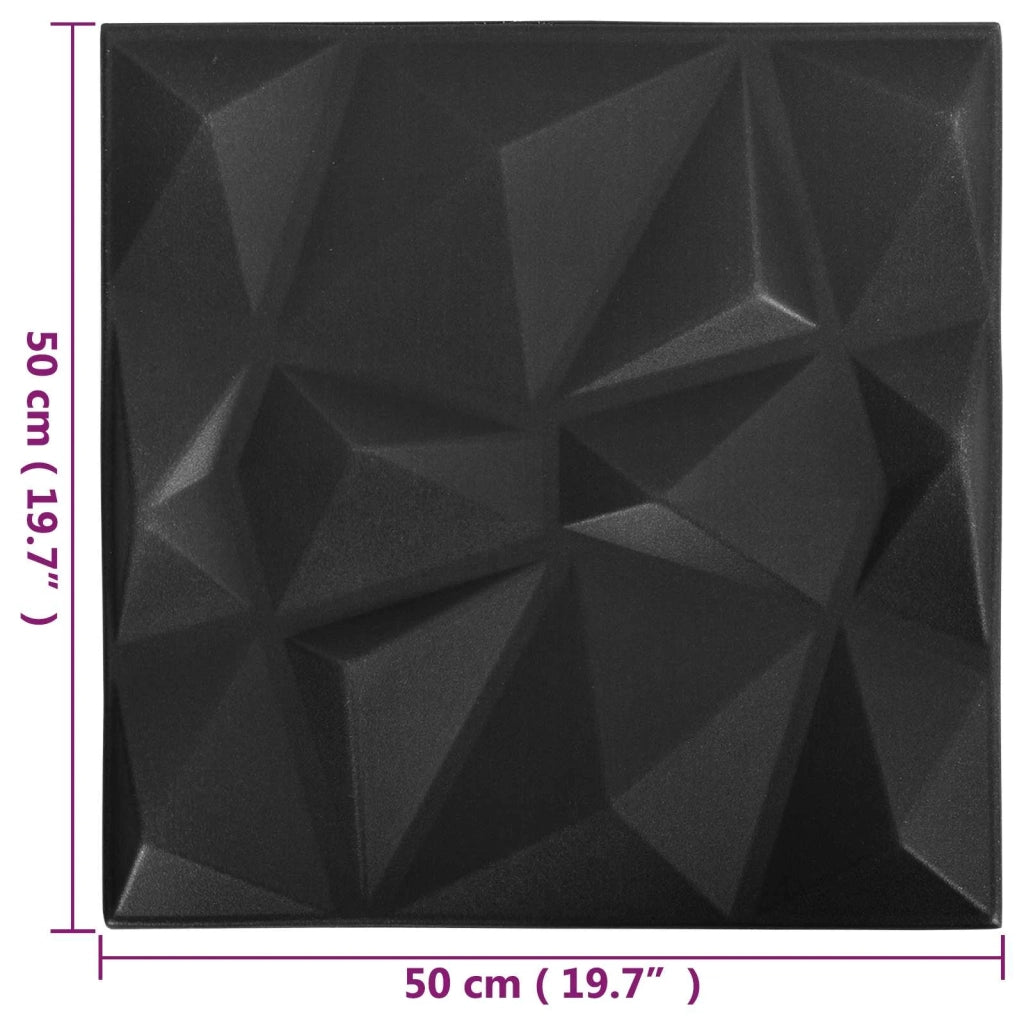 Pannelli da parete 24 pcs Nero Diamante 50 x 50 cm Schiuma XPS