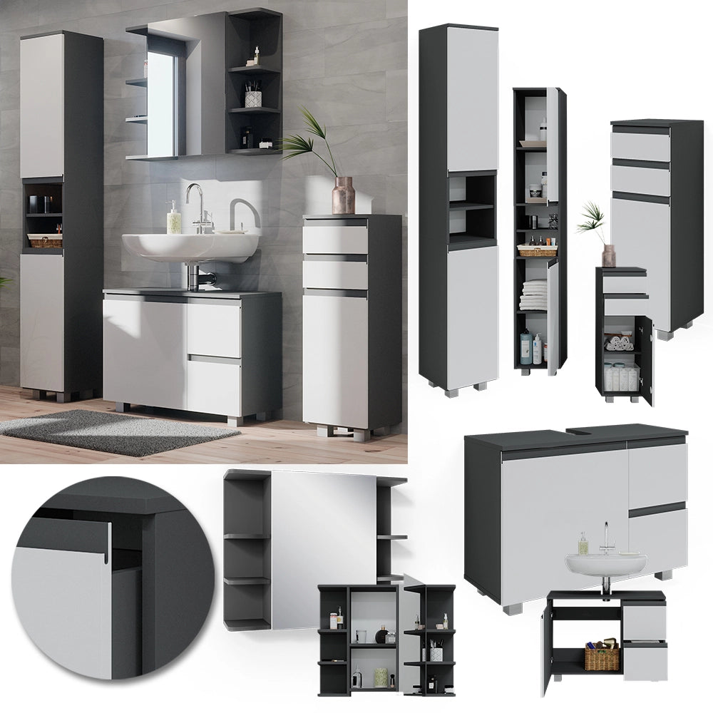Vicco Set mobili bagno Antracite 4 parti