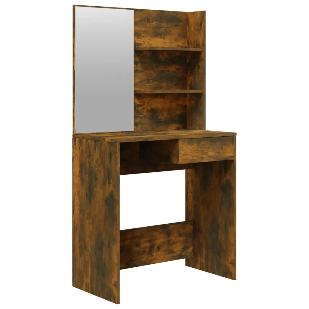 Toeletta | Tavolo da Trucco con Specchio Rovere Fumo 74,5x40x141 cm