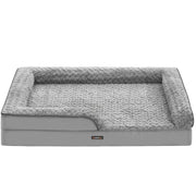 Cuccia per cani cuccia ortopedica per animali domestici schiuma a nido d'ape bordi imbottiti rialzati rivestimento in peluche rimovibile con motivi rosa 71 x 58 x 16 cm grigio 12_0006817