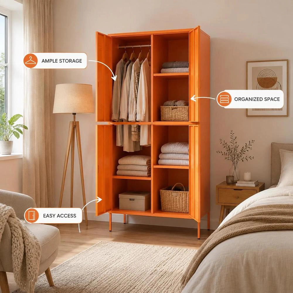 Wardrobe Orange 90x50x180 Cm Steel