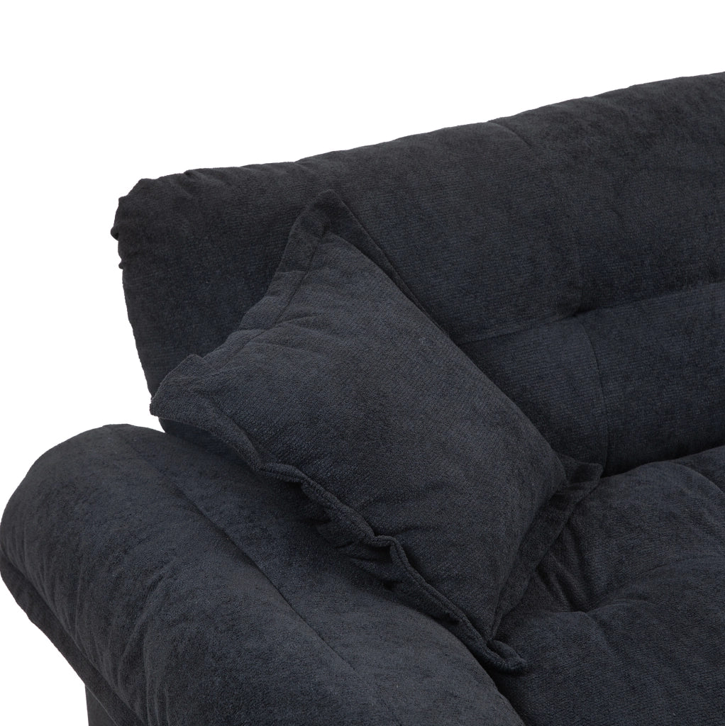 Divano 2 posti 214 cm in ciniglia nera con cuscini rimovibili HAVRYA